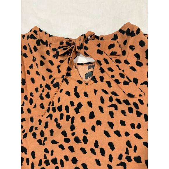 PaperMoon XS Petite Leopard Print Bow Blouse - Picture 7 of 9